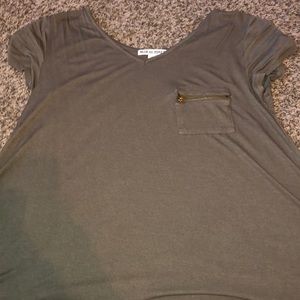 army green shirt with zip up pocket